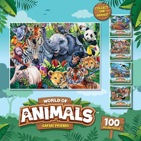MasterPieces Safari Friends 100 Piece Kids Jigsaw Puzzle - Wildlife Adventure, 11.5"x15"