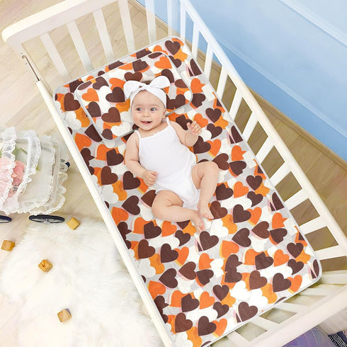 miaozhen 28" 52" Cooling Baby Mattress x Breathable Colorful Gradient Heart Khaki White Crib Padding for Kids, Adult