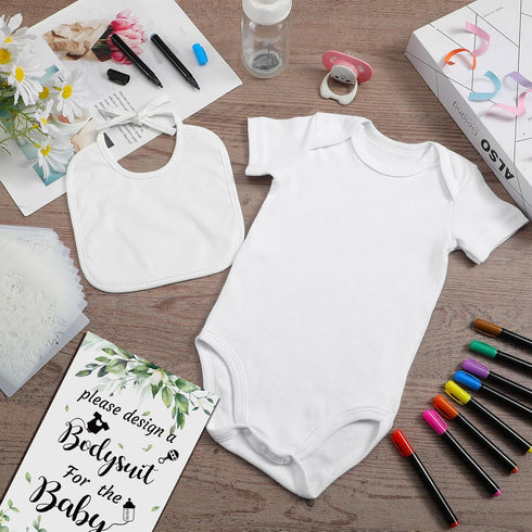 Chuarry 43 8 8 2 10 16 Pcs DIY Baby Bibs Decorating Kit Bodysuits Pcs Ply White Bibs Fabric Markers Stencils Baby