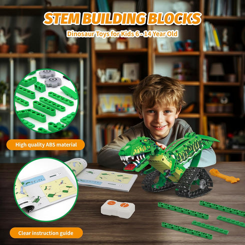 5 1 6-12 Set 2.4GHz Programmable 6 7 8 9 10 11 12 in Dinosaur Toy for Years Old Kids Boys, Robot Dino Building with APP