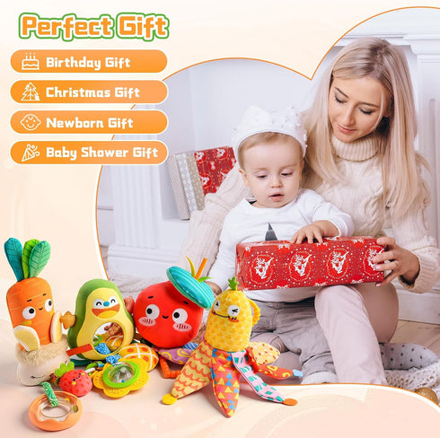 0 3 6 9 12 Baby Toys for Months, Baby Hanging Toys, Car Seat Stroller Crib Gym Baby Rattle Toys with Teether