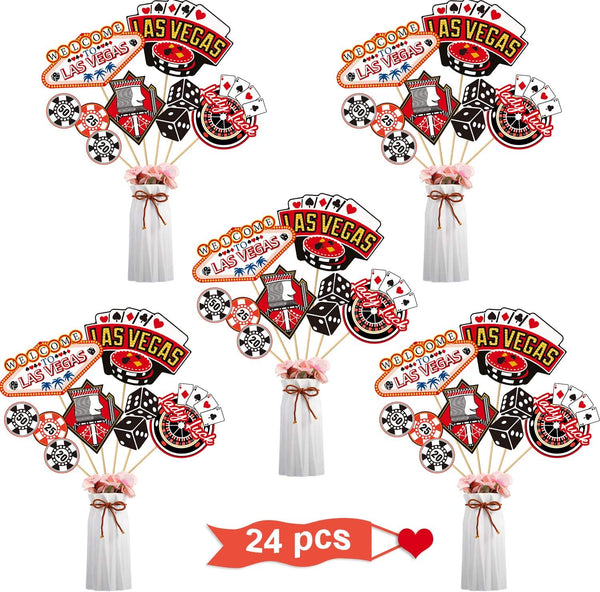 60 Pieces Casino Centerpiece Sticks Decorations - Las Vegas Party Table Toppers