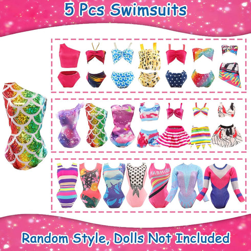 BARWA 5 Sets Swimwear Swimsuit Beach Bikini Bathing Clothes with Shoes for 11.5 Inch Doll