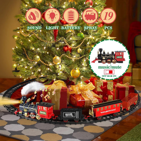 Set, Set Set 3 4 5 6 7 8 BainGesk Train Christmas Train with Steam, Light and Sounds, Electric Train Toy for Boys
