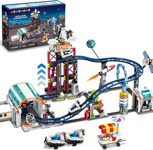 HOGOKIDS Space Roller Coaster Building Toy 926PCS Coaster Building Set Features Lift