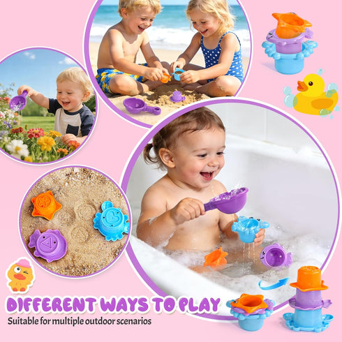 1-3 1+ 3 1 Baby Bath Toys for Kids Ages Interactive Toddler Bath Toys Duck Learning Mold Free Shower Tub Toys for Year