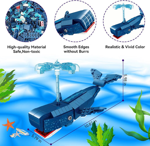 KAZI Sea Animal Building Blocks, Deep Sea Creatures Toy Sets for Kids Ages 6-10, STEM Building Toys for Boys and Girls