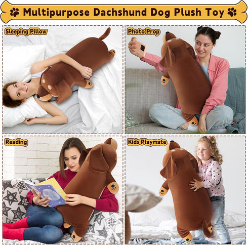 30'' Giant Dachshund Dog Plush Stuffed Animal- Weiner Dog Plush Pillow Plushies, Large Sleeping Dachshund Plush Toy