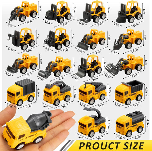 Libima 72 16 Pcs Construction Toys for Construction Party Favors, Fire Fighting Vehicles Tractor Military Truck Toys