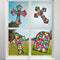 Yeaqee 24 Pack Cross DIY Suncatcher Paper Crafts Easter Crafts for Kids Religious Paper Suncatchers for Sunday School