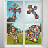 Yeaqee 24 Pack Cross DIY Suncatcher Paper Crafts Easter Crafts for Kids Religious Paper Suncatchers for Sunday School