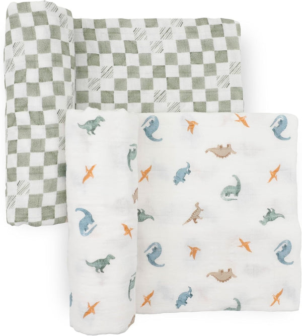 Little Unicorn 100% Certified Natural Organic Cotton Muslin Swaddle Blanket 2 Pack