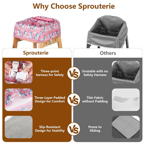 Sprouterie 2 Pack High Chair Cover for Baby Restaurant Blue and Pink Highchair Covers for Restaurant Waterproof