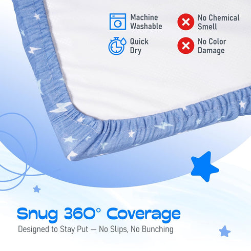 100% (Pack 2) Muslin Changing Pad Cover Ultra Soft, Breathable, Secure Fit, Fade-Resistant Prints for Boys and Girls