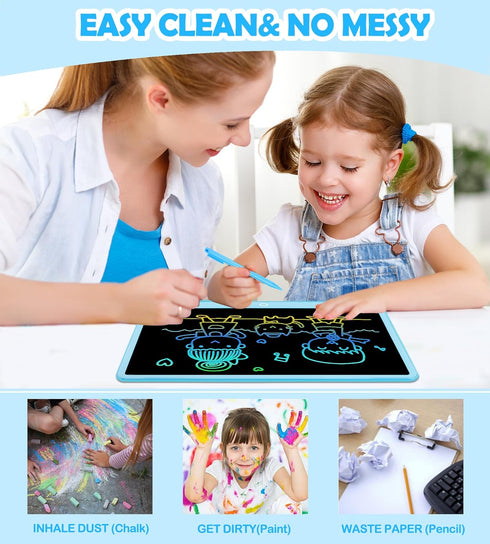 LCD Writing Tablet Doodle Board, 16inch Colorful Drawing Tablet, Kids Travel Essentials for 3-8 Year Olds