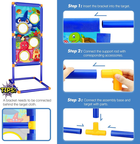 KKONES Kids Bow and Arrow Set, 2 in 1 Shooting Game Toy with LED Light Up Archery Toy Set, Bow & Air Gun, Foam Balls,