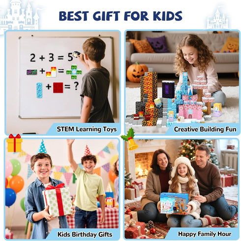 150 3 4 5 6 7 3-5 4-8 PCS Princess Castle Magnetic Blocks, Easter Gifts for Kids Year Old - Ice & Fire Magnetic Tiles