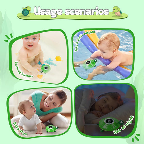 toy-2-in-1color Baby Bathtub Thermometer with LED Display Screen+Floating Turtle Coded Alarm (Cold/Comfortable/hot)