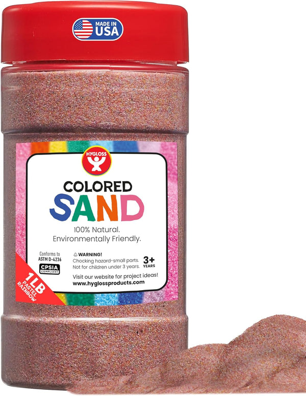 Hygloss Colored Sand for Crafts 1 lb Bottle, Pastel Rainbow Vibrant Colorful