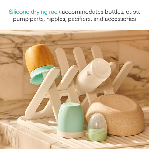 8 Munchkin Bottle Drying Rack and Mat, Holds Bottles, Pump Parts, Pacifiers, & Accessories, Space Saving Folding
