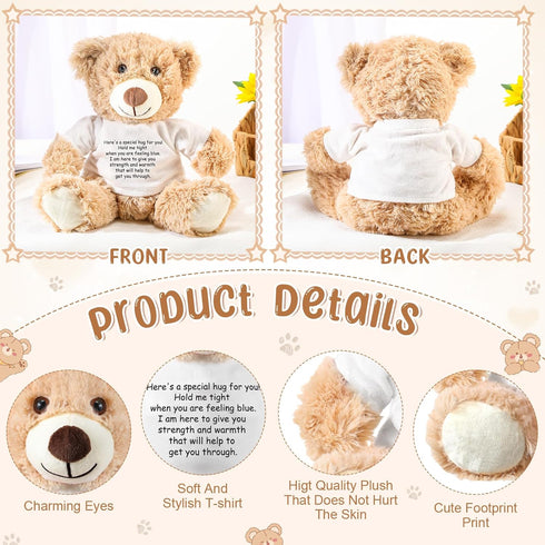 A Bear Hug Get Well Soon Gift, Plush Stuffed Animal for Sympathy (Khaki)