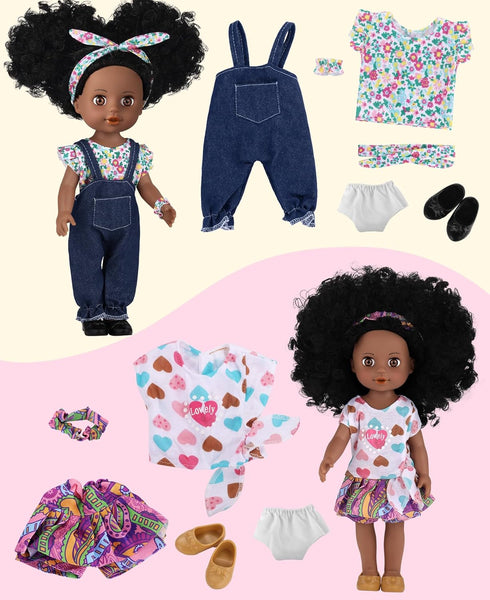 14" Set 2 3 4 5 6 GAGAKU Black Doll for Girls, Black Baby Dolls for Toddlers Kids Years Old, Black Girl Baby Doll