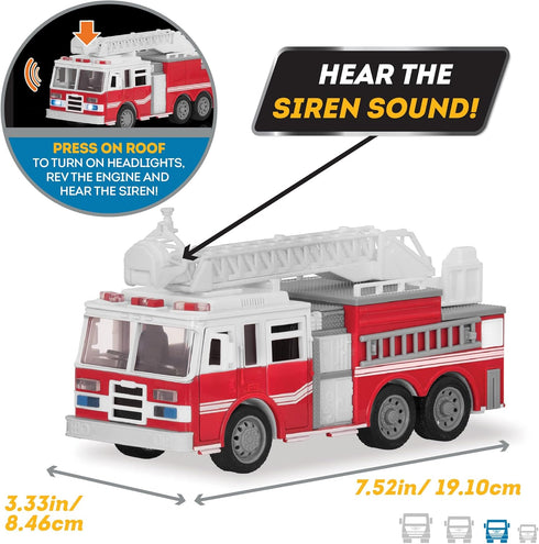 Driven by Battat Micro 1:24 Scale Fire Truck with Lights, Sounds & More for Boys & Girls Age 3+