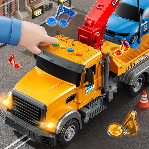 2-4 3-5 4-8,Friction JUKUDAHU Tow Trucks for Toddlers Years Old - Flatbed Truck Toy for Kids Aged Powered Transport