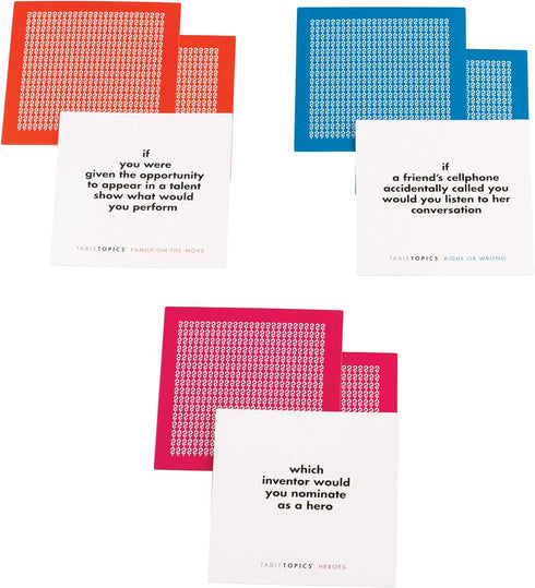 TableTopics Family Conversation Pack Card Game, 120 Starter Cards for Family Connection, Boxed Set of 3