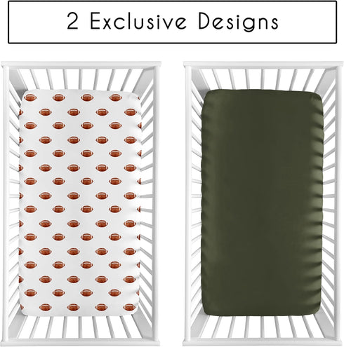 2-Piece Set Sweet Jojo Designs Baby Crib Sheets (Football Sports) for Boys, Infant Nursery, Toddler Room - Fitted