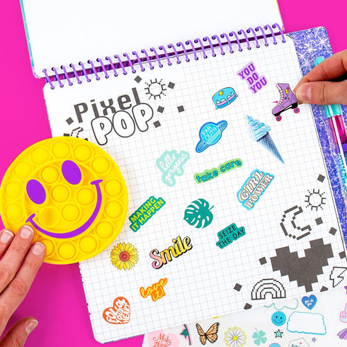 Set, 6, 7, 8, 9 Just My Style Pop & Color Sketchbook, Creative Fidget Sketchbook and Pen Great Weekend Activity