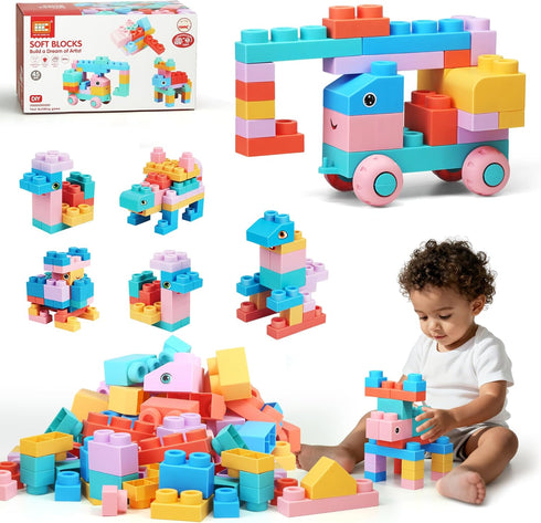 ZZXYPX 45pcs Soft Building Blocks for Toddlers - BPA-Free STEM Educational Toys Ages