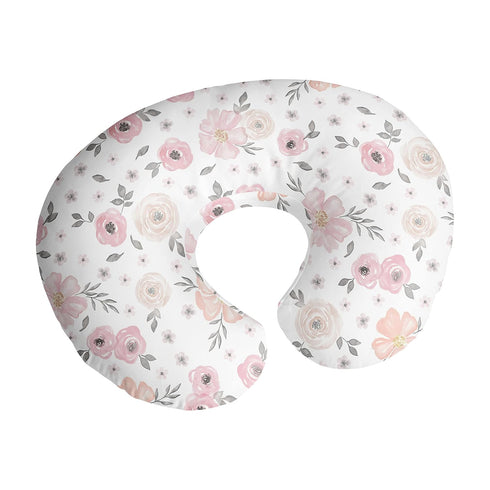 Sweet Jojo Designs Baby Nursing Pillow Cover (Pink/Grey Boho Floral) for Girls,