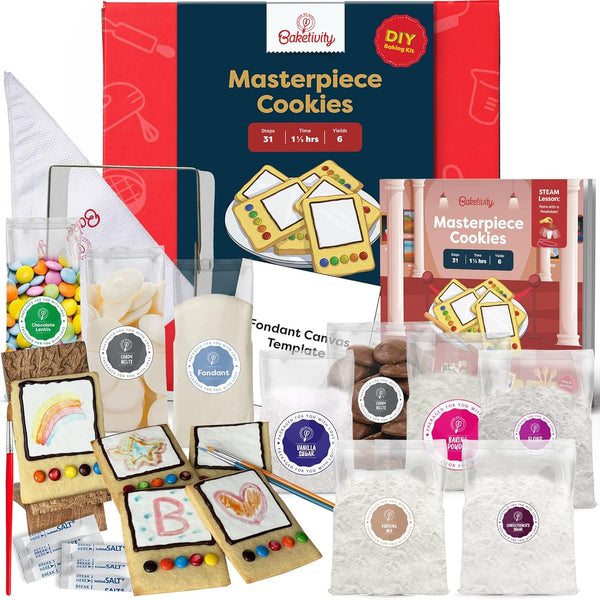 Baketivity Masterpiece Cookies Kids Baking Kit - Cooking Kit for Kids with
