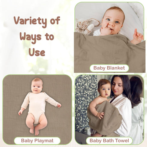 100% 32x32 Inch 2 Pack Organic Cotton Muslin Baby Hooded Towels Soft & Absorbent Hooded Baby Towels For Boys & Girls