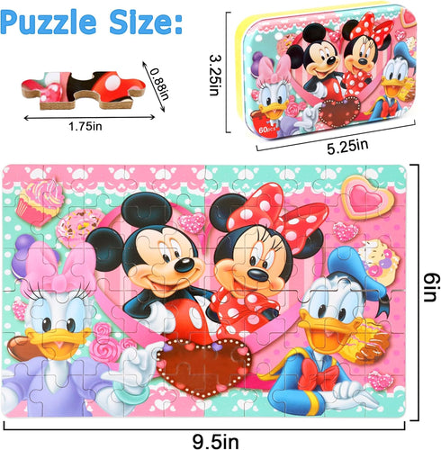 LELEMON Puzzles for Kids Ages 4-8,60 Piece Puzzles for Kids Ages 4-6,Children Jigsaw Puzzles Kids Puzzles in a Metal Box,Educational Learning Puzzle Toys for Girls and Boys