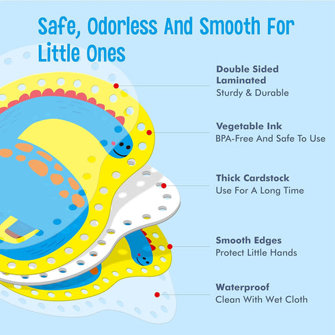9 Pieces Kids Lacing Cards, Double Sided Sewing Cards with 9 Dinosaurs and Colorful Laces, Educational Activity