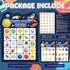 Leezead 24 Space Bingo Game, Players Outer Space Bingo Cards for Birthday Party Family Friends Large Group Activities
