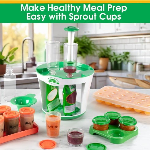 Sprout Cups (2 Pack) Baby Food Storage Tray - Silicone Pop Out Portion Freezer Tray - Breast Milk and Food Storage Made