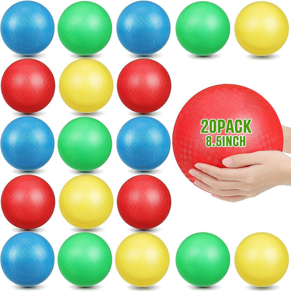 Jerify 20 Pack Large Dodgeballs, Colorful Inflatable Bounce Balls for Kids Adults Beach School Party Game, 4 Colors