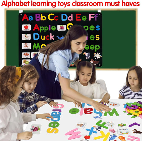 130 3 Craftstory Pcs Alphabet Learning Toys Letters-Felt Montessori Board for Toddlers with Flashcards Preschool