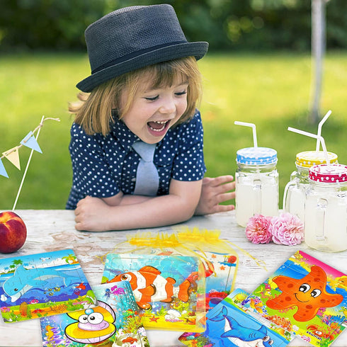 Vileafy 12Pack Sea Animals Wooden Jigsaw Puzzles, 20 Pieces Each, Party Favors for Kids Age 4-8