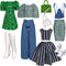 Eledoll 11.5 inch Doll Clothes Lot, Deluxe Fashion Pack Green/Blue Tweed Blazer Suit Set, Evelyn Grace 1950's