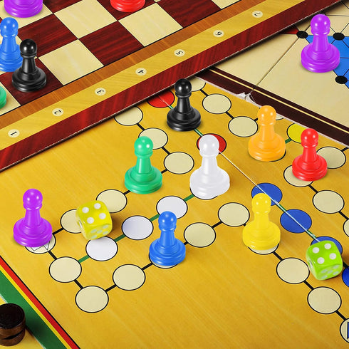 26 Pieces Multicolor Board Game Components, Includes 24 Plastic Pawn Chess Pieces and 2 Plastic 6-Sided Dice