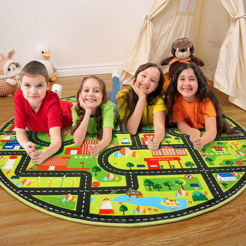 NANAN 4x4 Kids Rug Play Mat for Babies and Toddlers Car Rugs Kids Room Rug Play Mat for Children Toddlers Circle Rugs