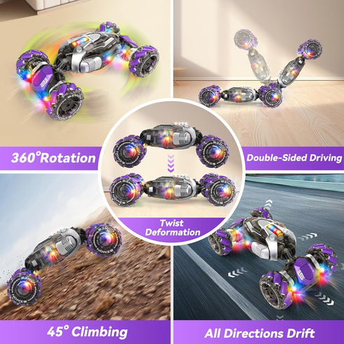 5-7 6-12 8 9 10 11 2.4Ghz 360 Nicella Gesture Sensing RC Stunt Car, Remote Control Cars Transformer Toys for Age Yr
