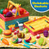 Cawiew 100 Set Playset PCS Cutting Play Food For Kid Kitchen, Storage Basket with Vegetable & Fruit Toy For Toddler Boy