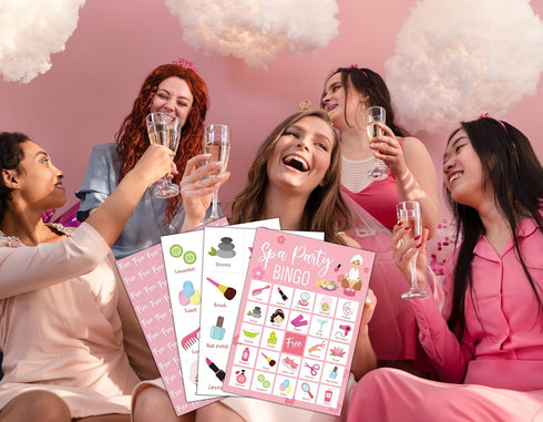 Spa Bingo Cards, Beauty Themed Bingo Games for 24 Players, Large Group Activities, Sleepover Party Supplies