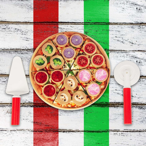 Set (6 Set) Cutting Play Food Toy for Kids Kitchen,Wooden Pizza Pretend Play Kitchen Accessories,Learning Toy Birthday