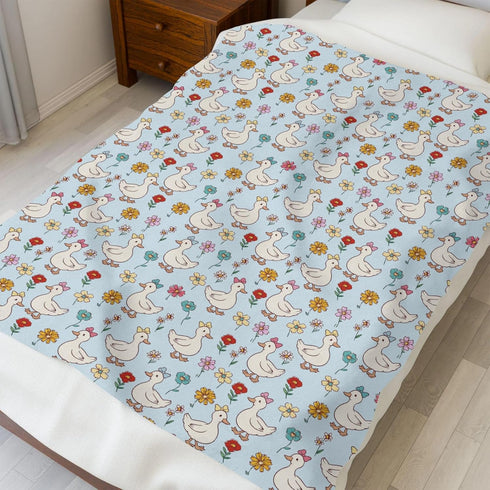 Selgkds 60x80inch Cute Geese Boho Flowers Baby Blankets for Girls Boys Infants Toddler Crib Stroller Blue Spring Ducks